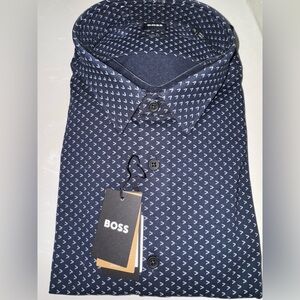 $118 MSRP | Hugo Boss Slim Fit Button Down Shirt XXL | Dark Blue | Brand New*